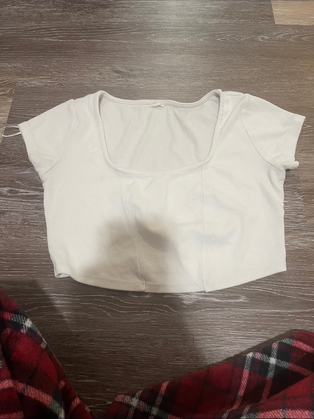 Garage White Ribbed Scoop Crop Top
